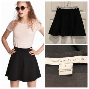 New! Diane Von Furstenberg flare circle mini skirt solid black 16176